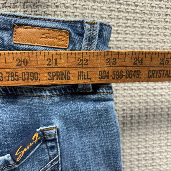 Seven7 Skinny Jeans Plus Size 28 Button Fly Raw Hem 46x27 Stretch Casual Logo - Picture 8 of 9